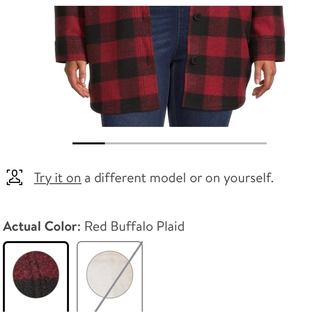 Red black buffalo‎ plaid Shacket plus 0x new - Picture 3 of 6